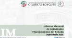 Informe Mensual de la Actividad Internacional del Senado - Septiembre 2016